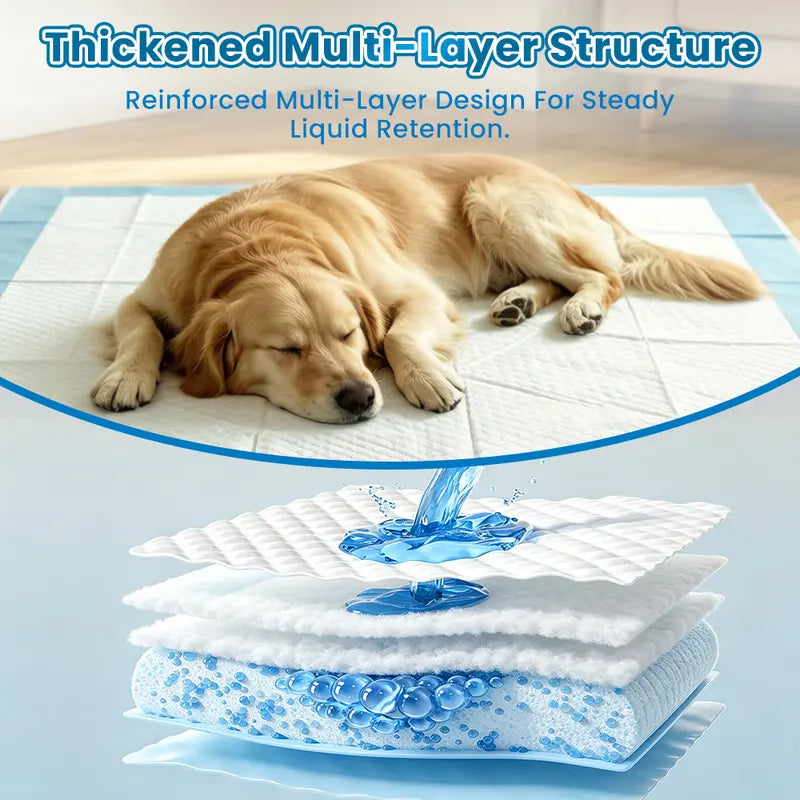 Extra Large 34β x 28β Pet Training Pads (50 Count) - Diamond Embossed, Fast-Absorb, Thick Multi-Layer, Latex-Free, Skin-Friendly Quick-Dry Solution for Puppies and Cats