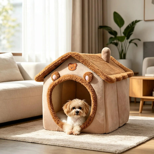 Indoor Pet House for Small to Medium Dogs and Cats | Cozy Plush Cave Bed, Machine Washable and Non-Slip Design