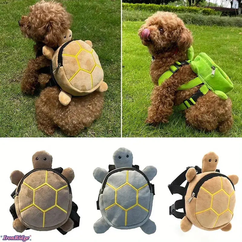 Ironridge Adjustable No-Pull Dog Backpack Harness with D-Ring - Turtle-Shaped Design for Small to Medium Dogs, Ideal for Travel and Outdoor Activities