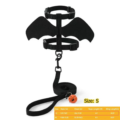 Unisex Adjustable Bat Wing Mesh Pet Harness and Leash Set - Escape-Proof Soft Mesh for Small Pets Halloween Cosplay and Walking