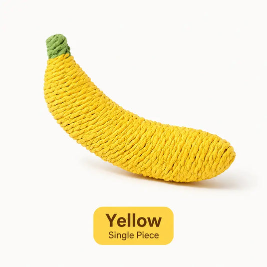 Sisal Banana Interactive Cat Toy - Compact 40g Textured Design for Chewing, Batting, and Scratching - Indoor Pet Play (Yellow/Green)