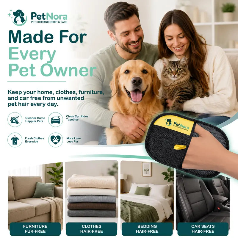 Reusable Electrostatic Pet Hair Remover Glove for Dogs and Cats - Effective Lint Cleaner for Furniture, Clothing, and Car Interiors