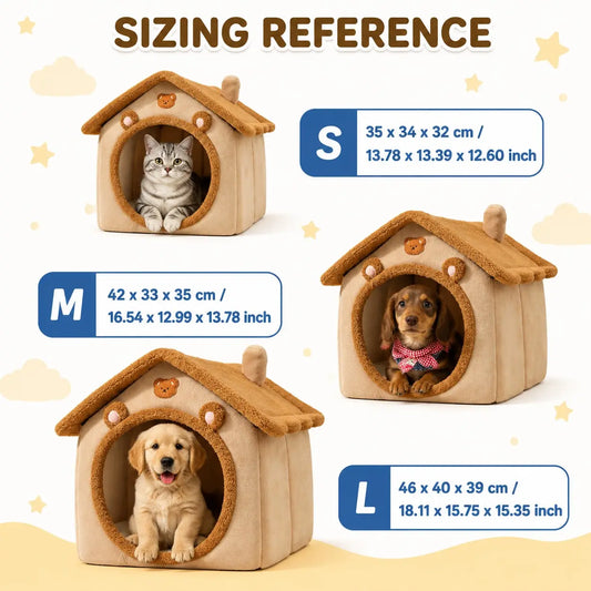 Indoor Pet House for Small to Medium Dogs and Cats | Cozy Plush Cave Bed, Machine Washable and Non-Slip Design
