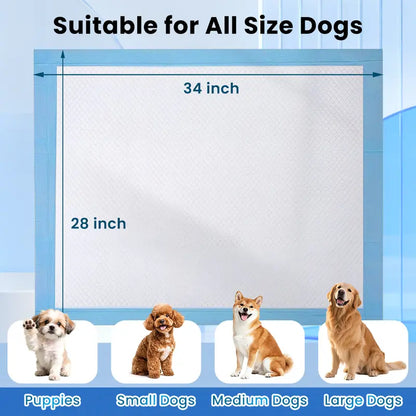 Extra Large 34” x 28” Pet Training Pads (50 Count) - Diamond Embossed, Fast-Absorb, Thick Multi-Layer, Latex-Free, Skin-Friendly Quick-Dry Solution for Puppies and Cats