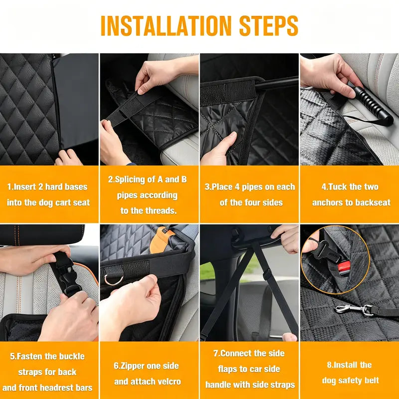 Premium Large Dog Car Seat with Triple Mesh Windows - Waterproof, Stable, Ventilated Quilted Back Seat Extender with Rigid Base, Ideal Protection Cover for Vehicles