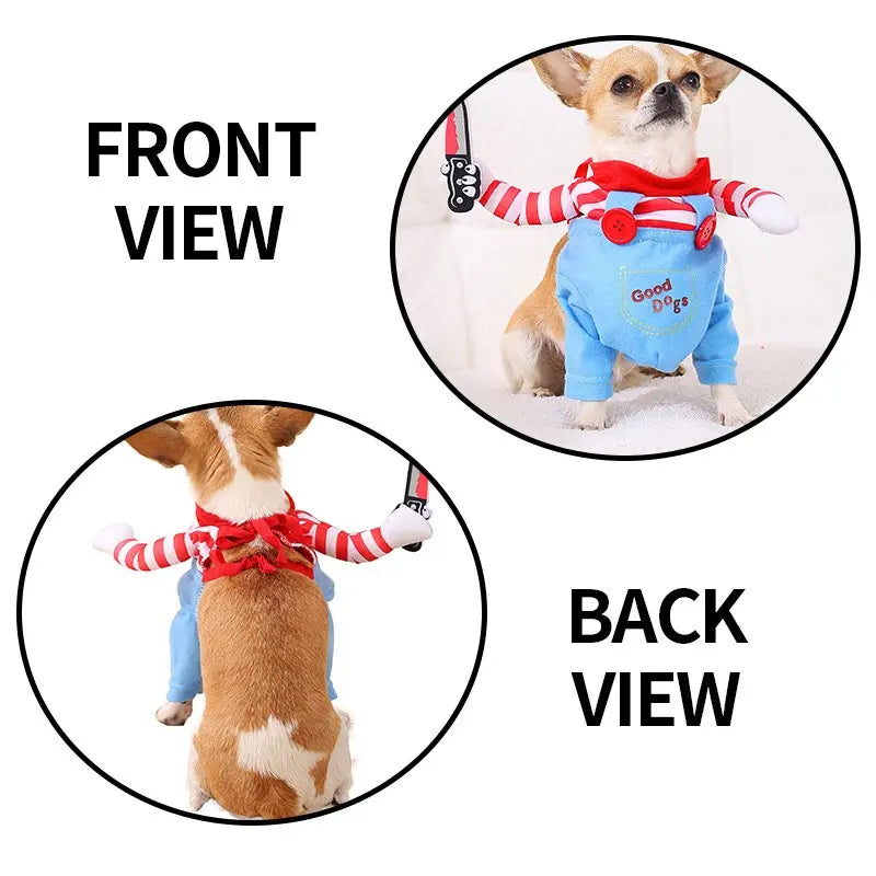 Anime-Themed Halloween Costume for Dogs and Cats, Striped Overalls for Pets, Universal Size, Fun Cosplay Outfit for Parties and Photos