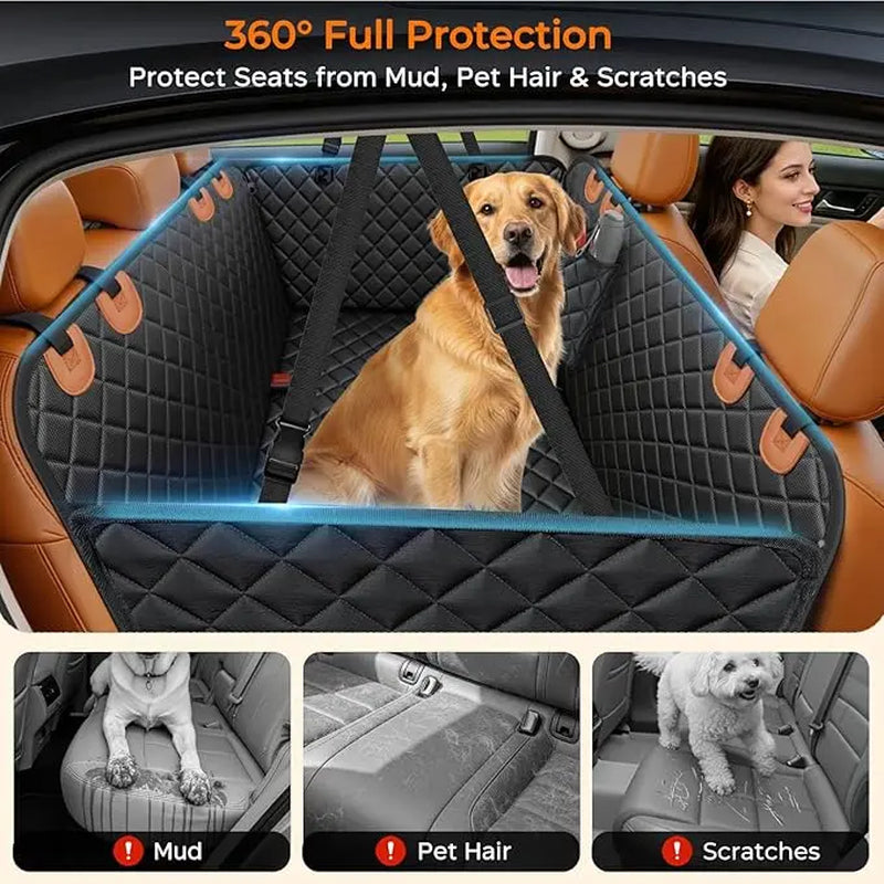 Quilted Fabric Dog Car Seat Cover - Universal Fit, Waterproof, Scratchproof, Non-Slip, Washable Pet Back Seat Travel Mat, All-Season Dog Car Accessories