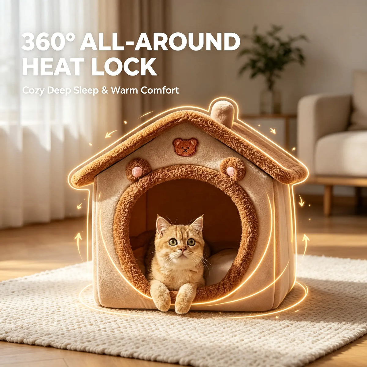 Indoor Pet House for Small to Medium Dogs and Cats | Cozy Plush Cave Bed, Machine Washable and Non-Slip Design