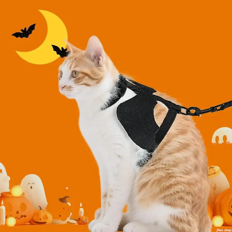 Unisex Adjustable Bat Wing Mesh Pet Harness and Leash Set - Escape-Proof Soft Mesh for Small Pets Halloween Cosplay and Walking