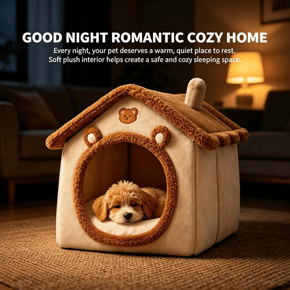Indoor Pet House for Small to Medium Dogs and Cats | Cozy Plush Cave Bed, Machine Washable and Non-Slip Design
