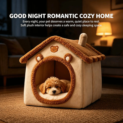Indoor Pet House for Small to Medium Dogs and Cats | Cozy Plush Cave Bed, Machine Washable and Non-Slip Design