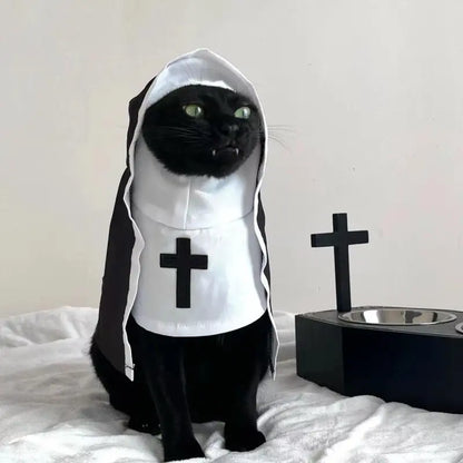New Year Nun Cosplay Costume for Small to Medium Pets – Easy-to-Wear Photo Prop for Cats and Dogs