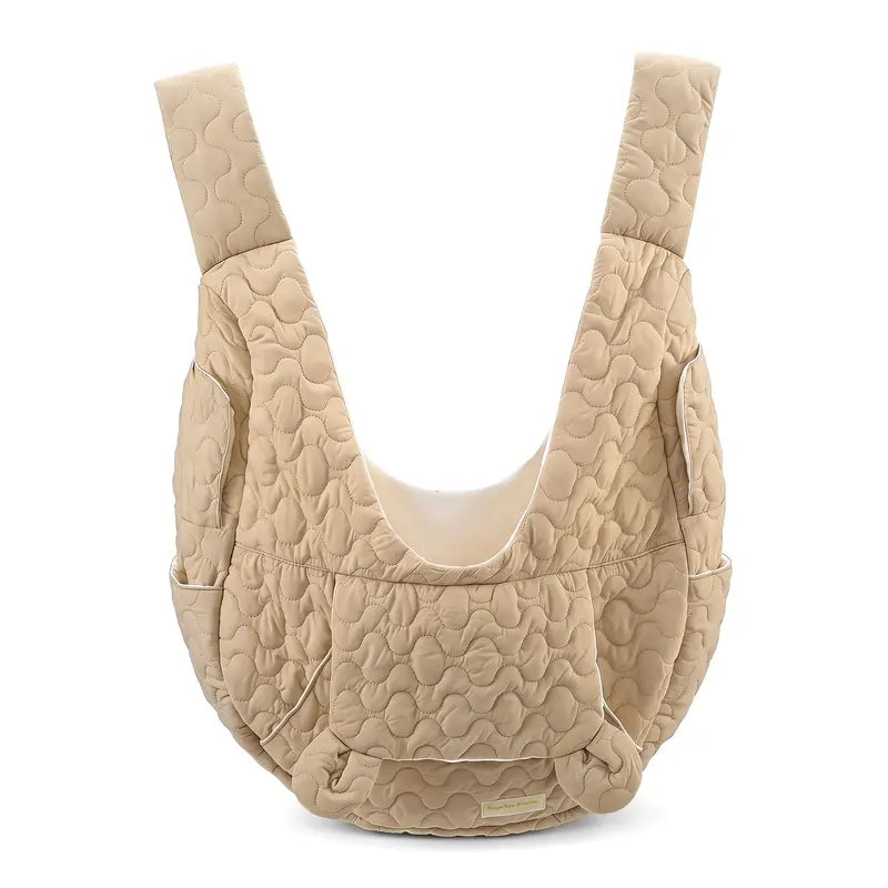 Quilted Front Carrier Backpack for Small Dogs and Cats - Hands-Free Travel Sling with Front Pocket for Outdoor Walking