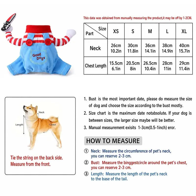 Anime-Themed Halloween Costume for Dogs and Cats, Striped Overalls for Pets, Universal Size, Fun Cosplay Outfit for Parties and Photos