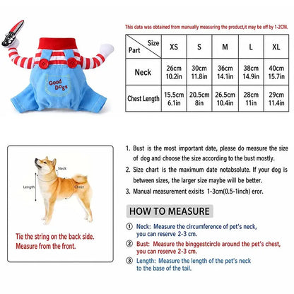 Anime-Themed Halloween Costume for Dogs and Cats, Striped Overalls for Pets, Universal Size, Fun Cosplay Outfit for Parties and Photos