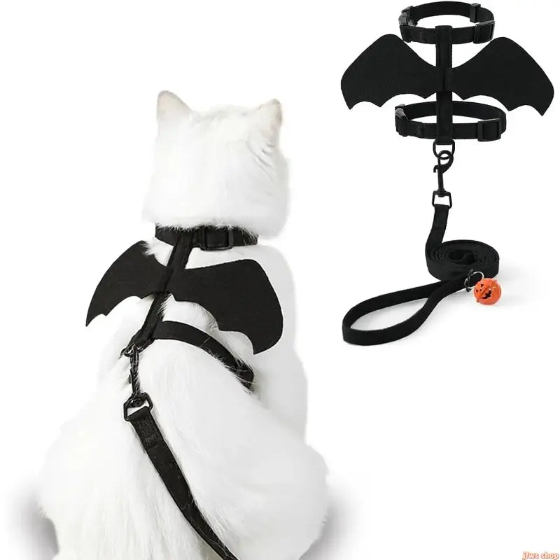 Unisex Adjustable Bat Wing Mesh Pet Harness and Leash Set - Escape-Proof Soft Mesh for Small Pets Halloween Cosplay and Walking
