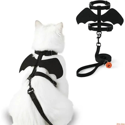 Unisex Adjustable Bat Wing Mesh Pet Harness and Leash Set - Escape-Proof Soft Mesh for Small Pets Halloween Cosplay and Walking