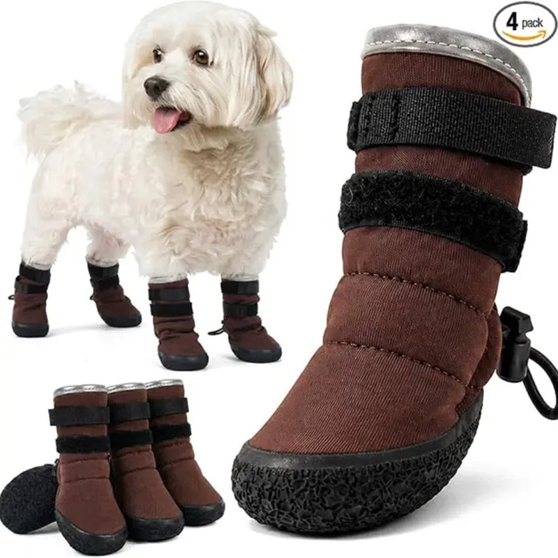 Kuoser Waterproof Dog Boots - Anti-Slip Footwear with Adjustable Straps and Reflective Paw Protectors for All Breeds, Suitable for Hot Pavement and Winter Conditions, Includes Pet Rubber Recovery Collars and Support Braces