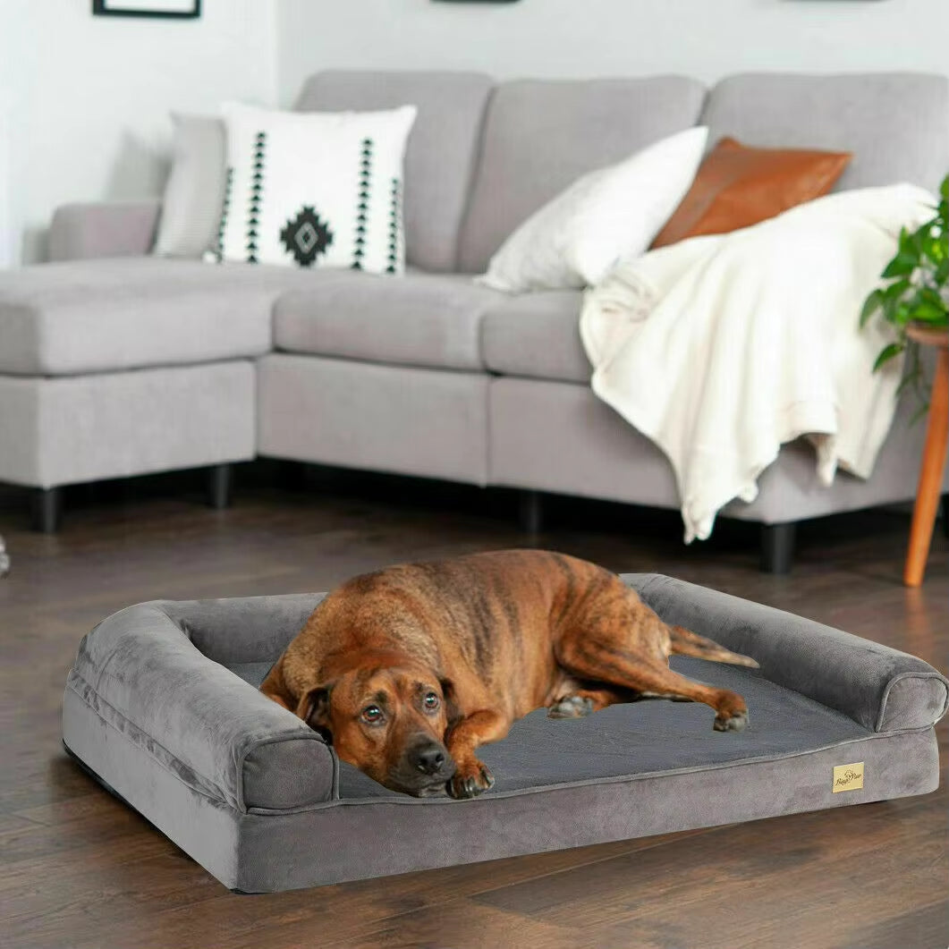 Luxurious XXL Large Orthopedic Dog Bed with Cozy Bolster and Washable Cover for Ultimate Comfort