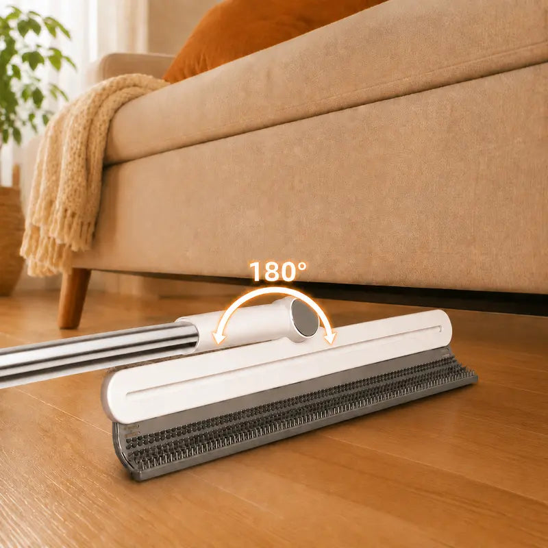 Professional Pet Hair Remover Rake and 180° Rotating Broom, Reusable Wet/Dry Squeegee and Silicone Scrubber for Carpets, Couches, Hardwood Floors, Bathrooms, and Pet Areas – Lint Roller Alternative for Rugs, Beds, Mats, and Furniture