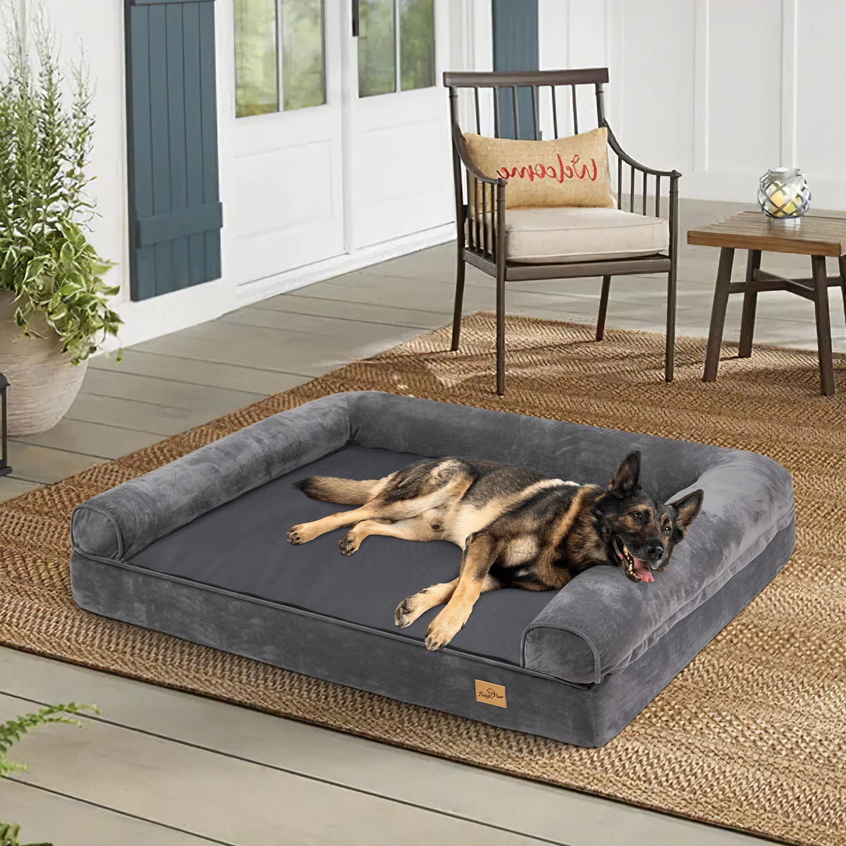 Orthopädisches Hundebett, Große Größe, Wasserdichtes Haustierbett Mit Seitenwänden, Rutschfester Boden, Großes Haustierbett Mit Waschbarem, Abnehmbarem Bezug, Grau.