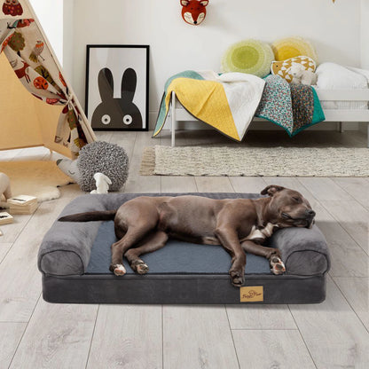 Orthopädisches Hundebett, Große Größe, Wasserdichtes Haustierbett Mit Seitenwänden, Rutschfester Boden, Großes Haustierbett Mit Waschbarem, Abnehmbarem Bezug, Grau.