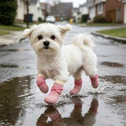 Waterproof Pet Boots and Socks for Paw Protection - Non-Slip, Wear-Resistant Covers for Small to Medium Dogs, Ideal for Rainy Days, Snow Walking, and Vet Visits - Easy On/Off, Washable, and Reusable