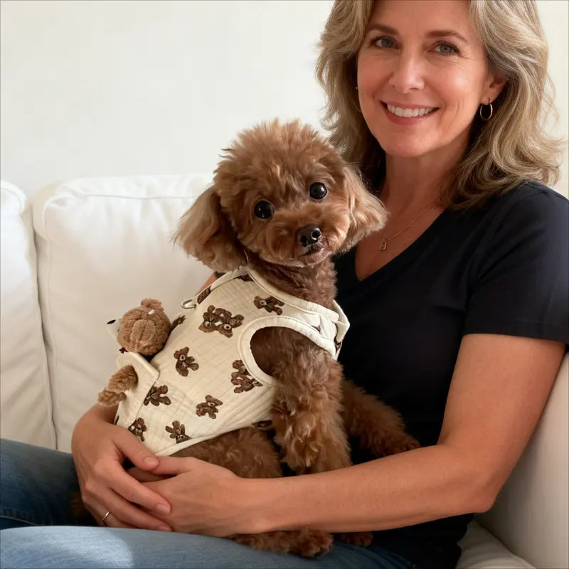 Plush Bear Pattern Cartoon Dog Apparel - All-Season Sleeveless Pullover for Puppies and Kittens, Soft and Skin-Friendly