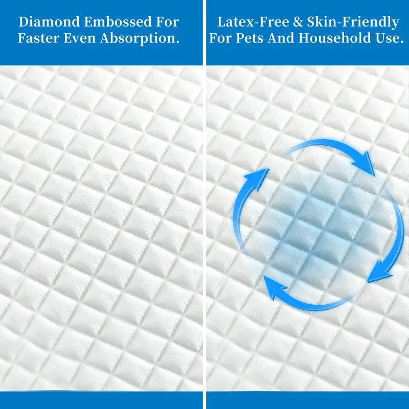 Extra Large 34” x 28” Pet Training Pads (50 Count) - Diamond Embossed, Fast-Absorb, Thick Multi-Layer, Latex-Free, Skin-Friendly Quick-Dry Solution for Puppies and Cats