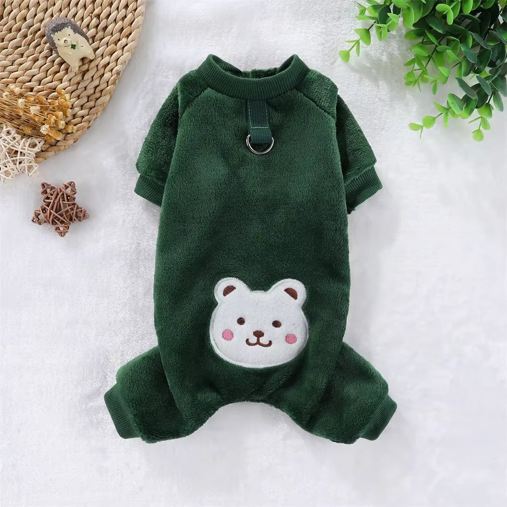 Herbst-Winter-Haustier-Hundemantel Aus Weichem Fleece, Warmer Overall Für Kleine, Mittelgroße Und Große Hunde, Katzen Und Welpen, Jacke, Pullover Mit Leinenring