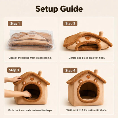 Indoor Pet House for Small to Medium Dogs and Cats | Cozy Plush Cave Bed, Machine Washable and Non-Slip Design
