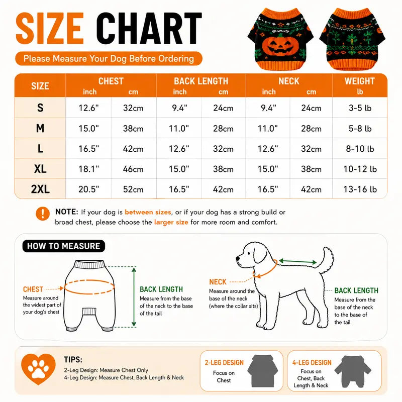 AUROTH Cozy Halloween Knitted Sweater for Small to Medium Dogs and Cats, Featuring Pumpkin and Ghost Design, Perfect Fall Outfit for Pets