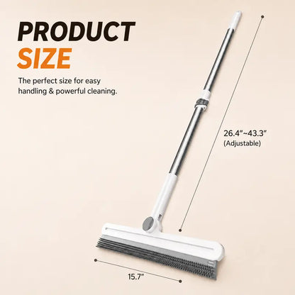 Professional Pet Hair Remover Rake and 180° Rotating Broom, Reusable Wet/Dry Squeegee and Silicone Scrubber for Carpets, Couches, Hardwood Floors, Bathrooms, and Pet Areas – Lint Roller Alternative for Rugs, Beds, Mats, and Furniture