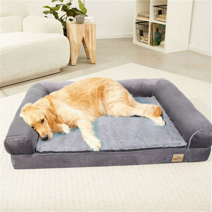 Luxurious XXL Large Orthopedic Dog Bed with Cozy Bolster and Washable Cover for Ultimate Comfort