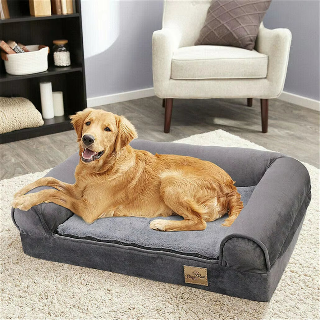 Luxurious XXL Large Orthopedic Dog Bed with Cozy Bolster and Washable Cover for Ultimate Comfort